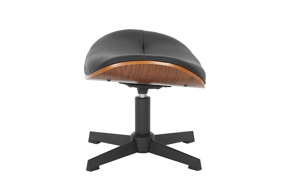 Drehbarer Hocker VOGUE COMFORT schwarz Kunstleder braun Walnuss-Design