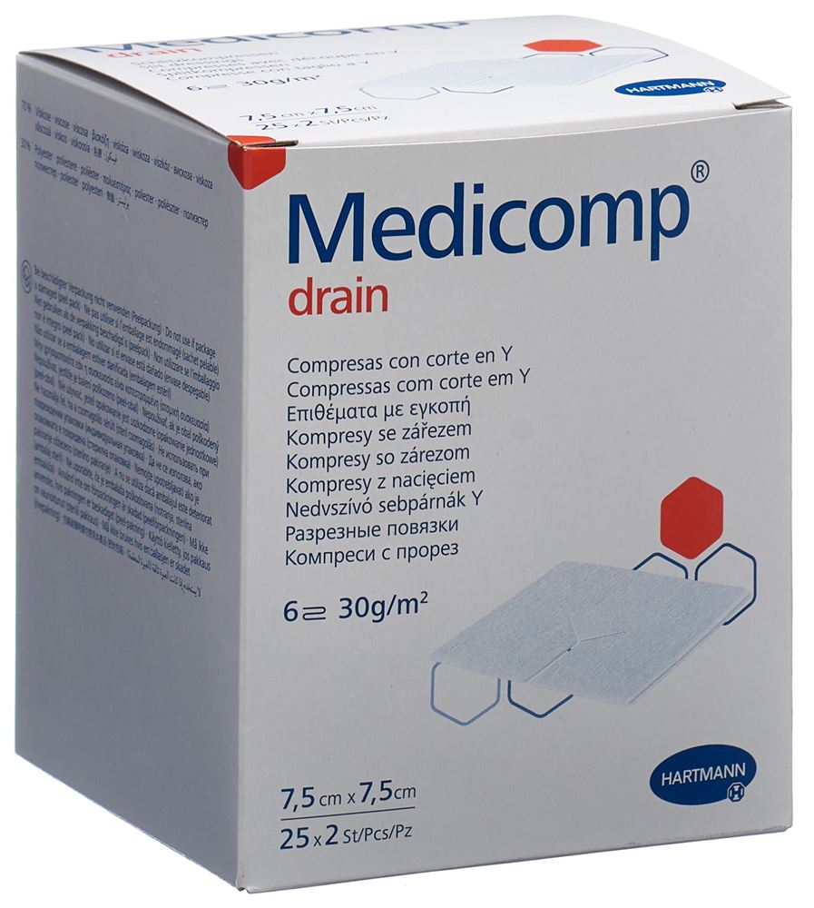 Medicomp drain 7.5x7.5 steril Btl 2 Stk