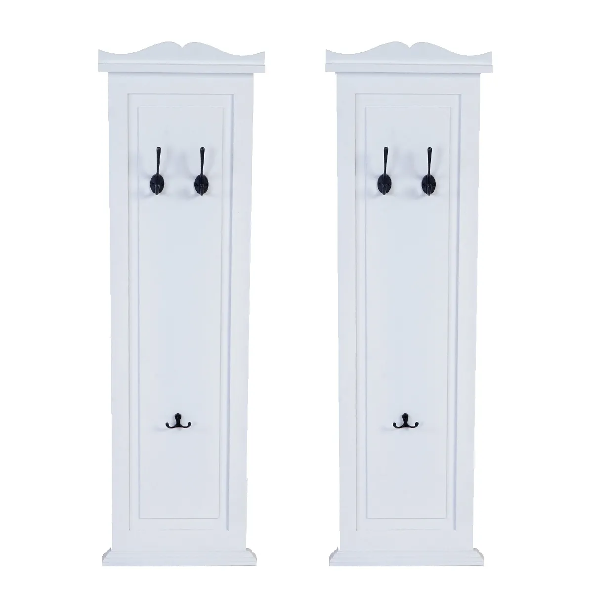 decoshop26 Porte-manteaux mural 3 crochets en bois - Blanc