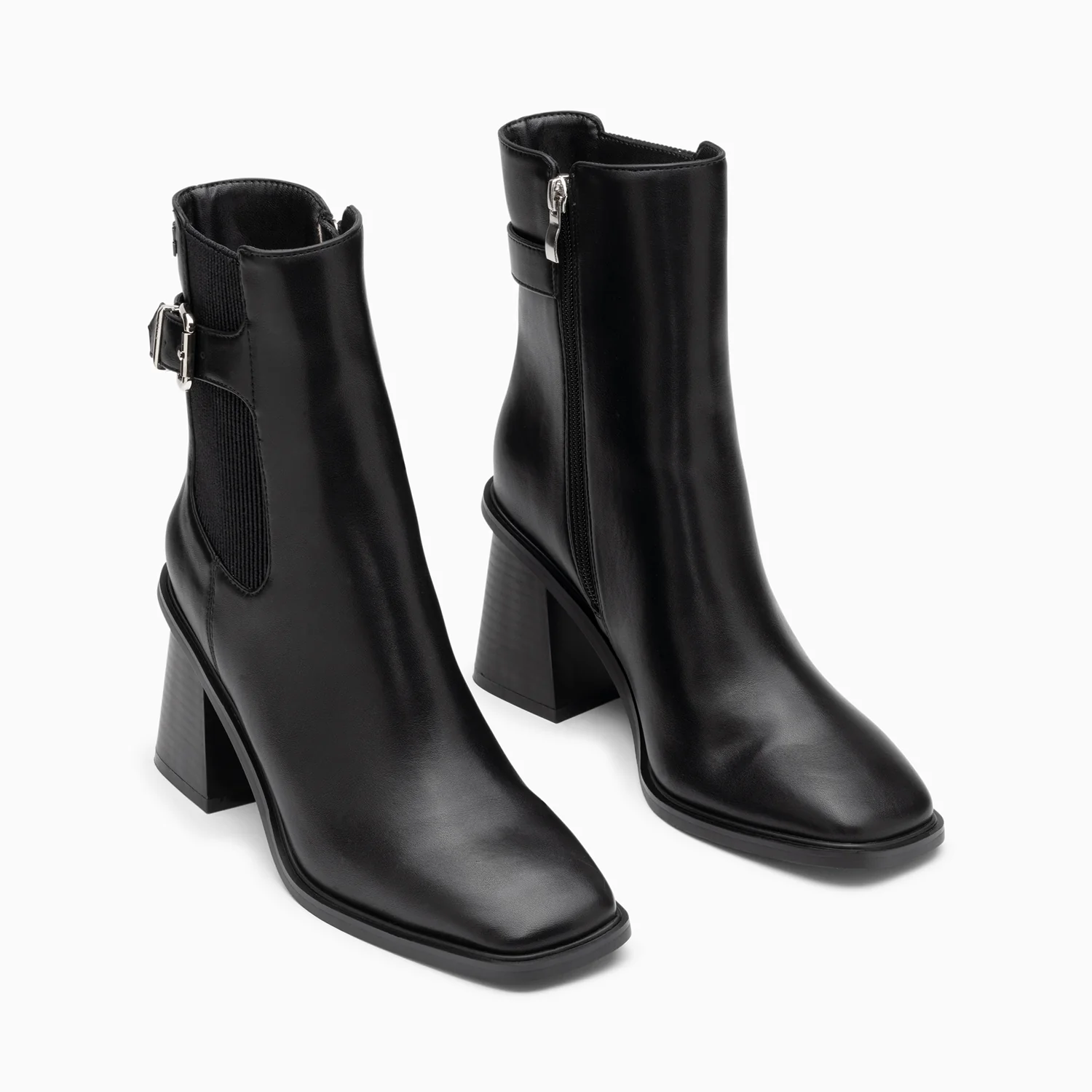 Bottines-Bottines montantes Clémentine noires à talon trapèze
