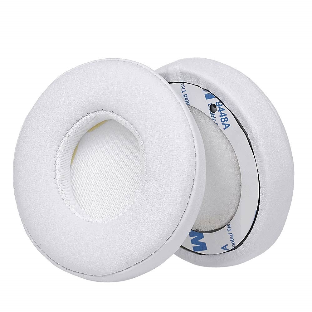 (2er Set) Beats Solo 3 / Solo 2 Kopfhörer Leder Ersatz Ohr Polster Kissen - Weiss
