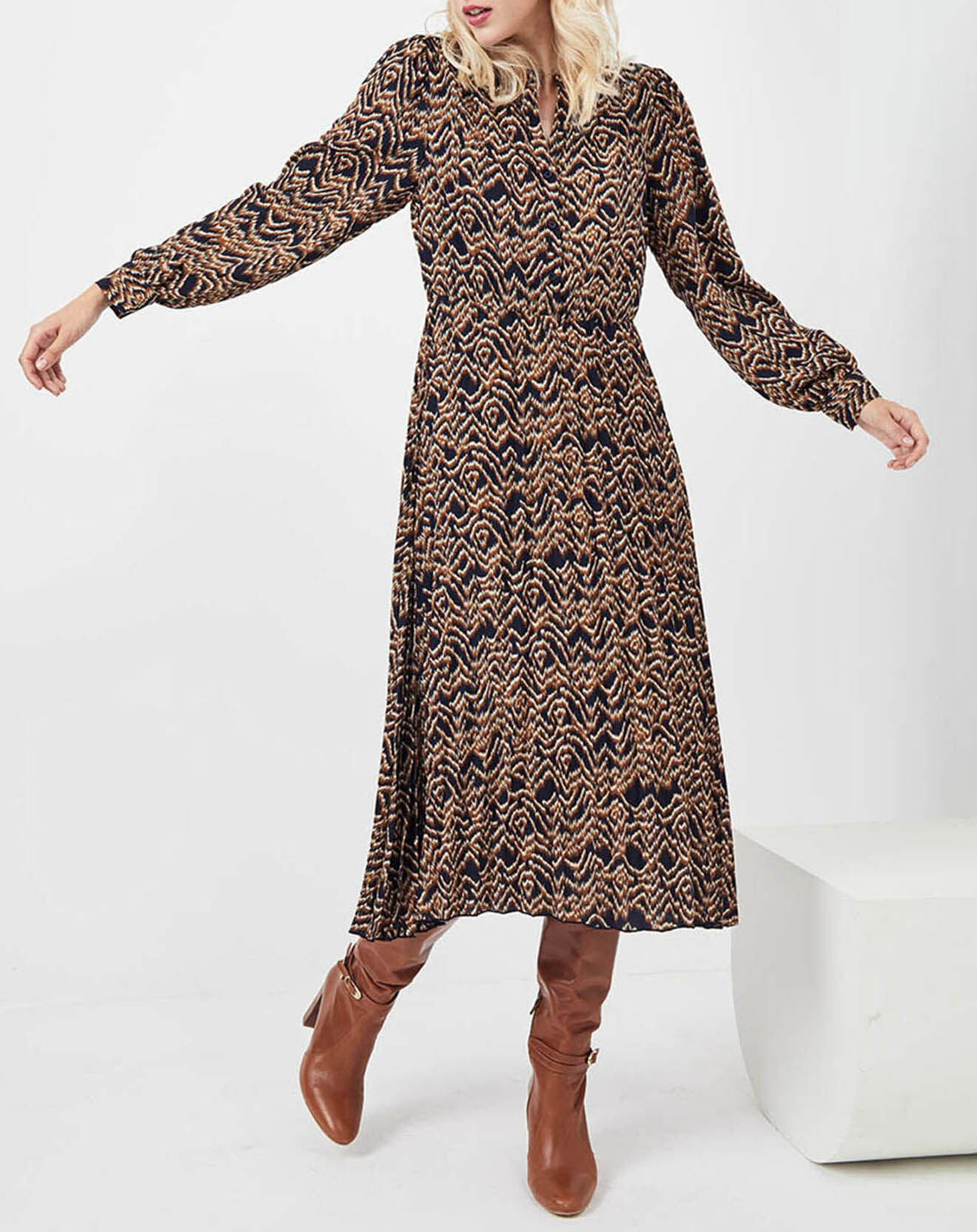 See u Soon Robe Sureau imprimée noir/marron