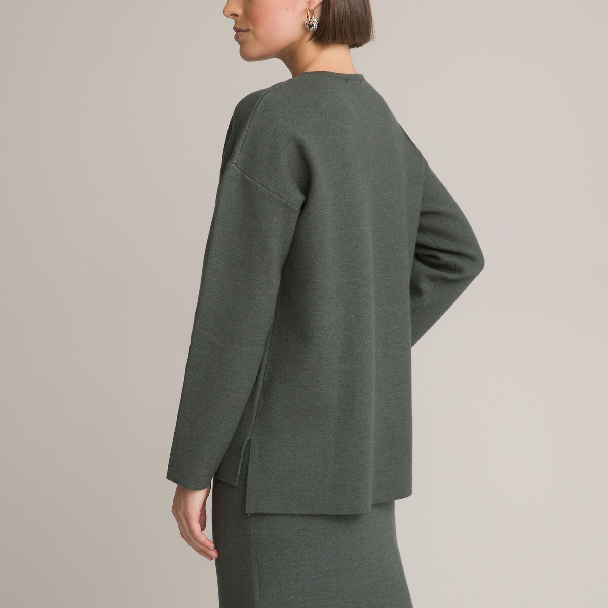 ANNE WEYBURN<br>Suéter de gola redonda em malha Milano
