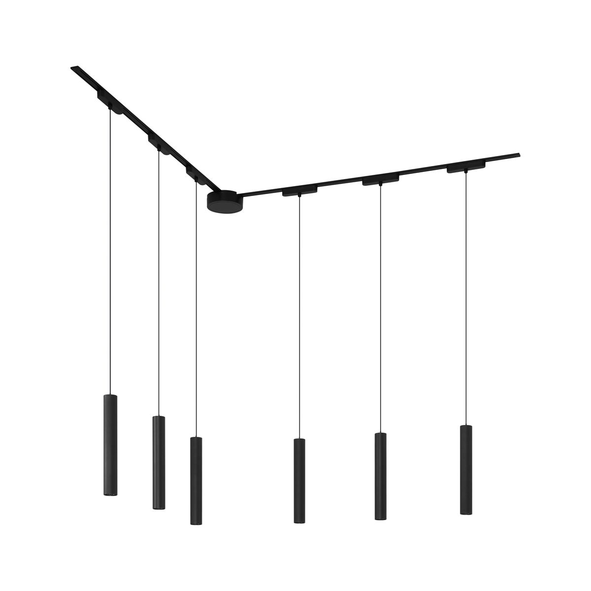 Modern railsysteem met 6 hanglampen zwart 1-fase - Magnetic Cassie