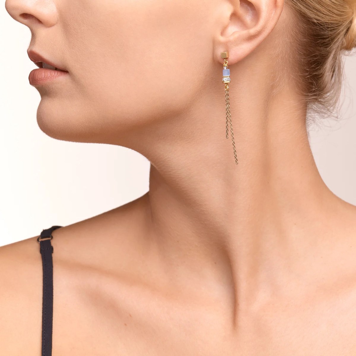Boucles d'oreilles Coeur de Lion bleues longues