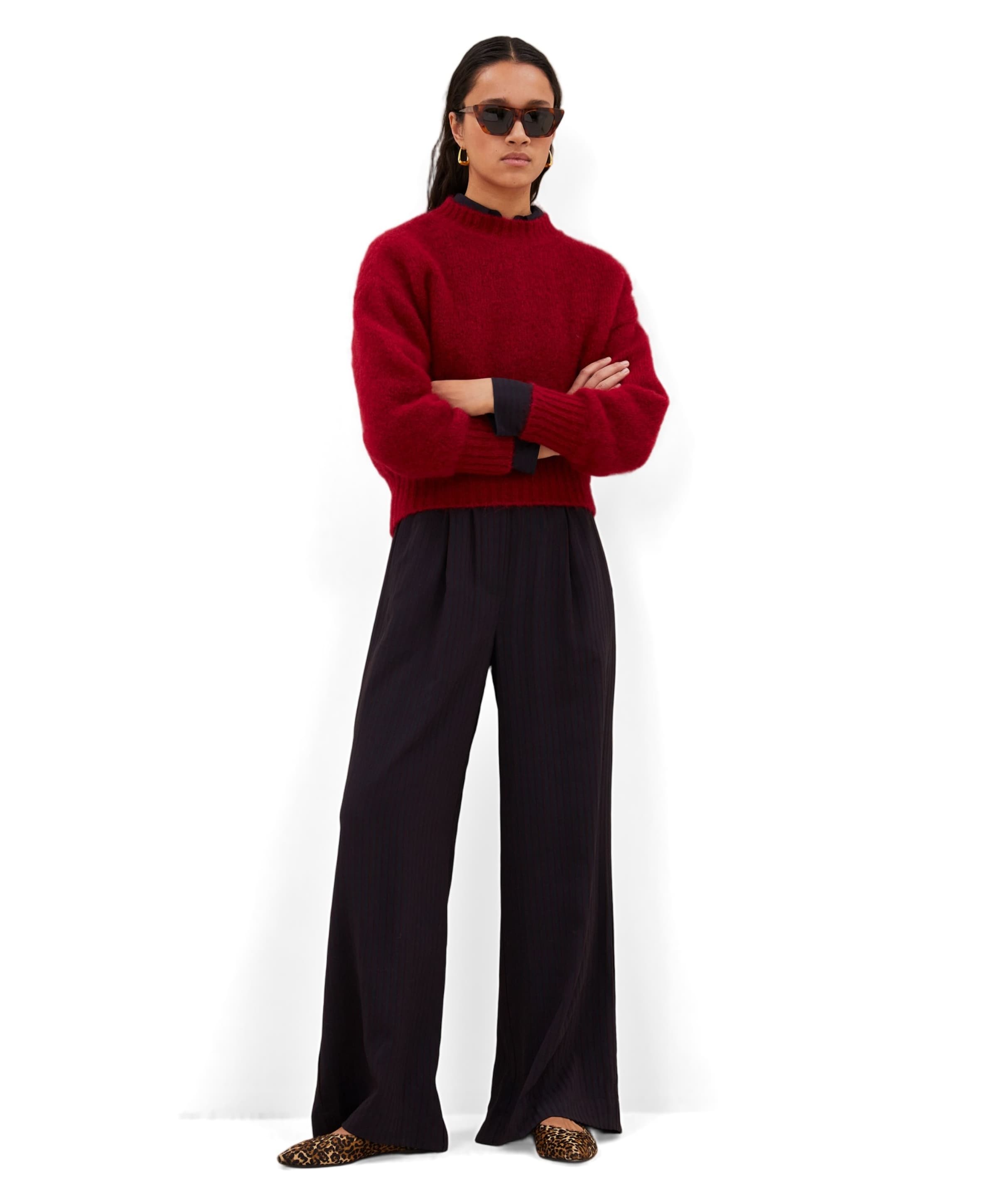 by-bar benji wide stripe pants dames broek bordeaux