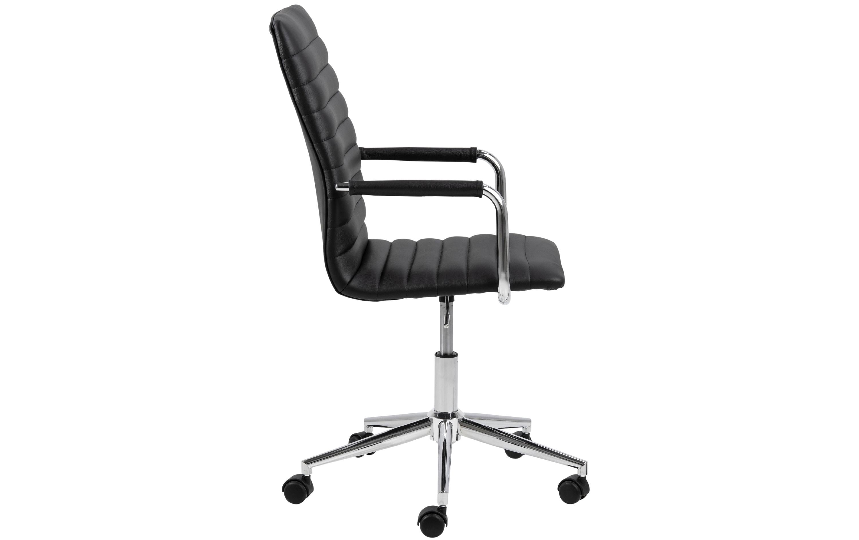 Bürostuhl Winslow, mit Polsterrücken und Armlehnen, Schwarz<br>Schreibtischstuhl im Leder look