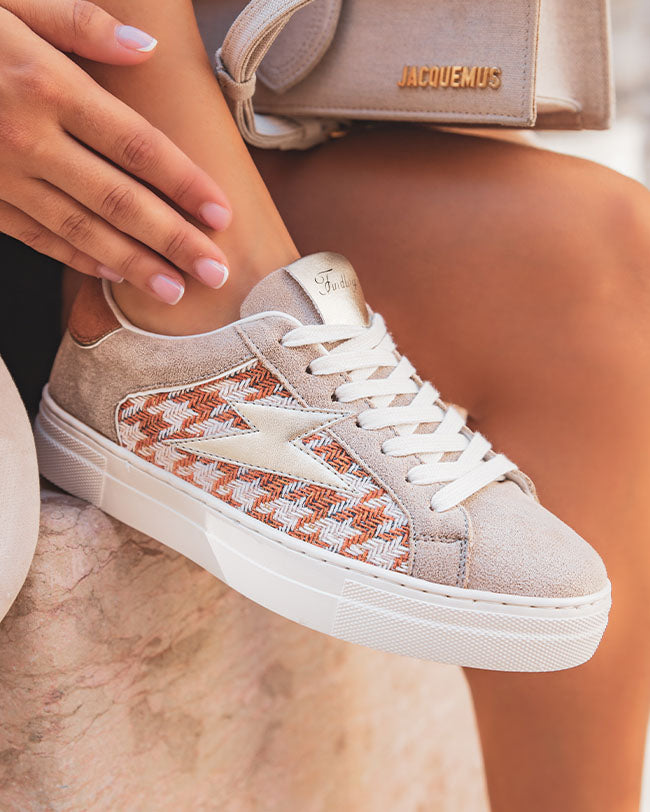 Basket femme orange à lacets - Ambre