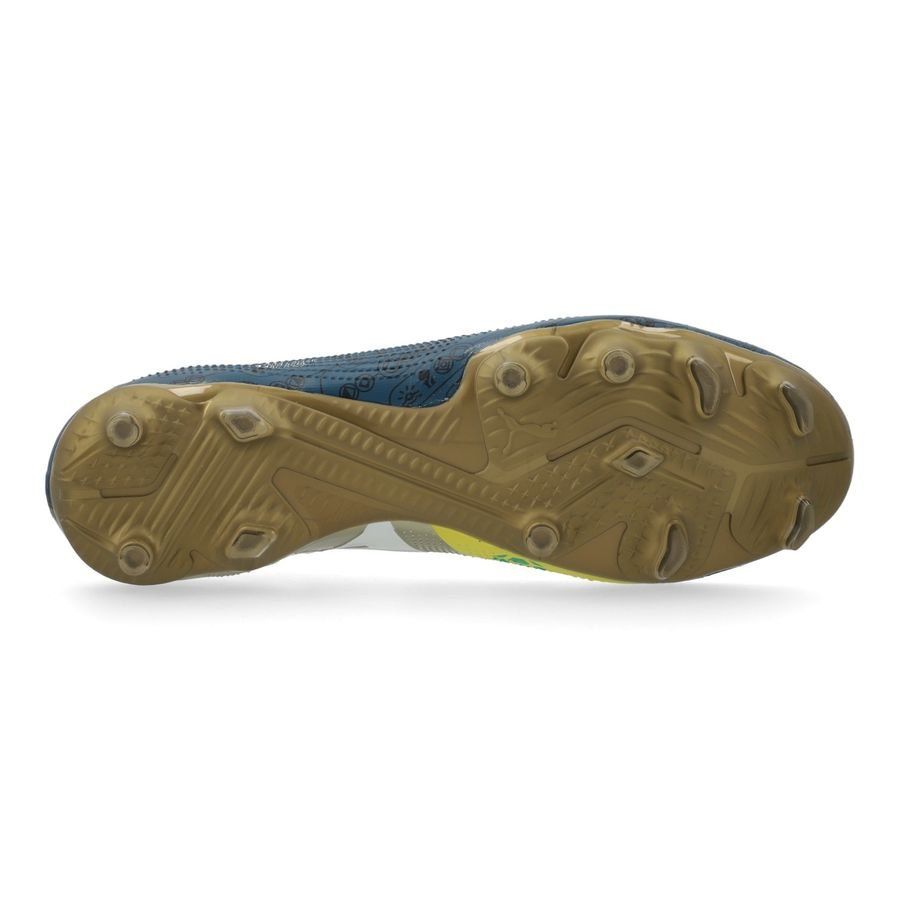 PUMA Future 7 Match FG/AG NJR BNA - Sailing Blue/Marine Blue/Jaune/Grassy Green/Doré ÉDITION LIMITÉE