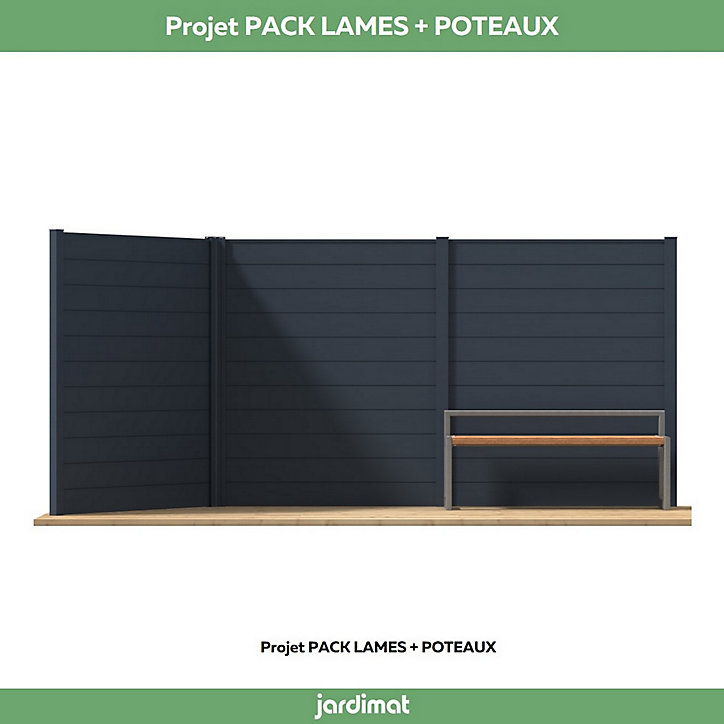 Clôture Jardimat Alpes Gris 180 cm, 11 lames