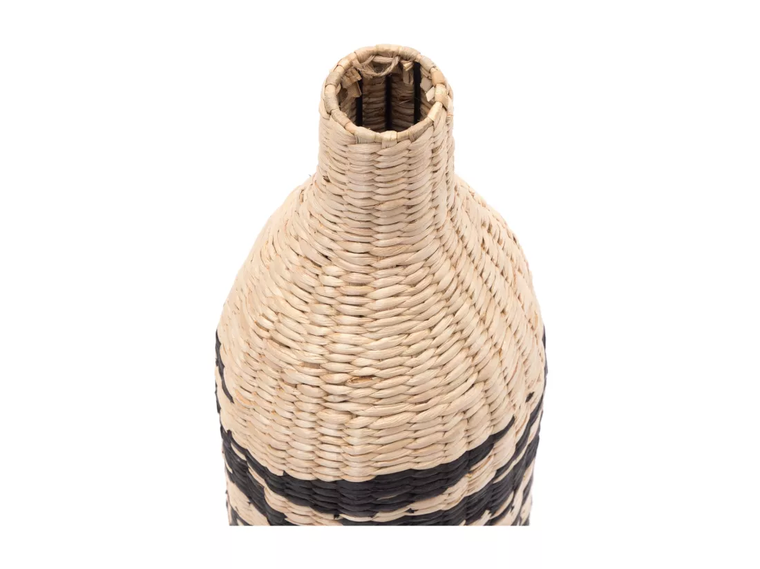 VASE Raya 60 cm, paille tressée nature-noir