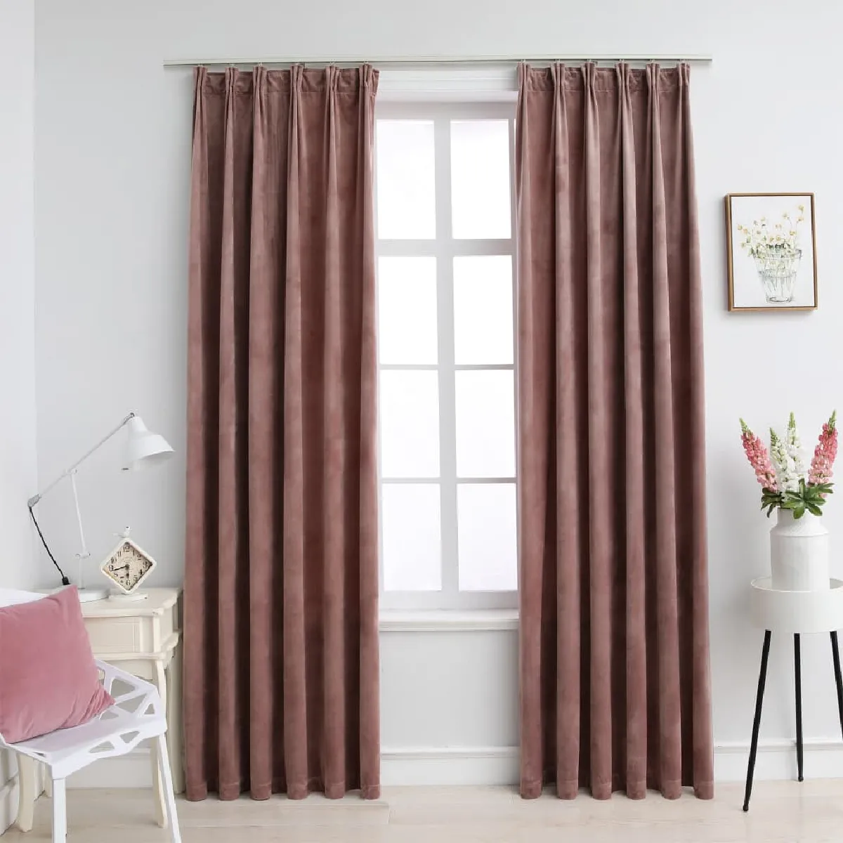 vidaXL Rideau en Velours Rose Antique