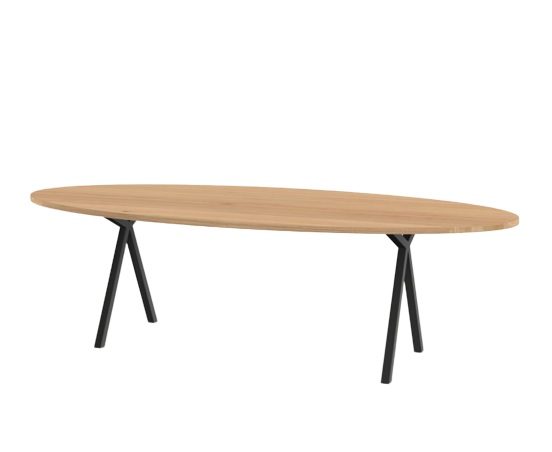 Studio HENK tafel Slim X-type Ovaal, zwart frame - Smart Collectie 240 x 120 cm | Eikenhout | Verjongde rand | Frame Zwart