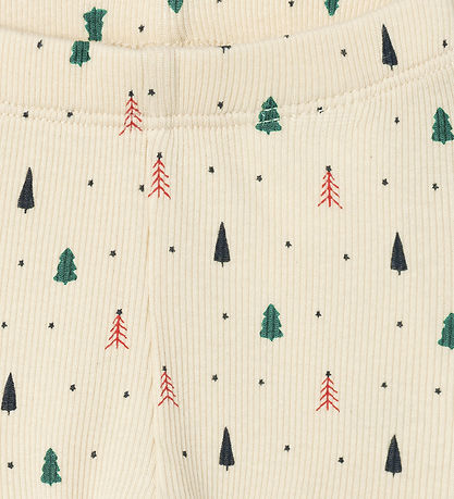 Name It Leggings - Rib - NbnDab - Summer Sand m. Weihnachtsbäume