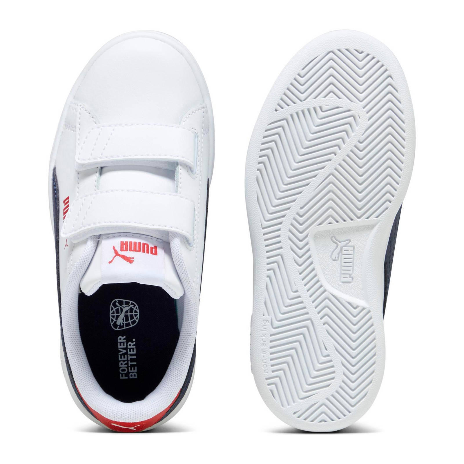 Puma Puma Smash 3.0 L V PS 3.0 sneakers wit/donkerblauw/rood
