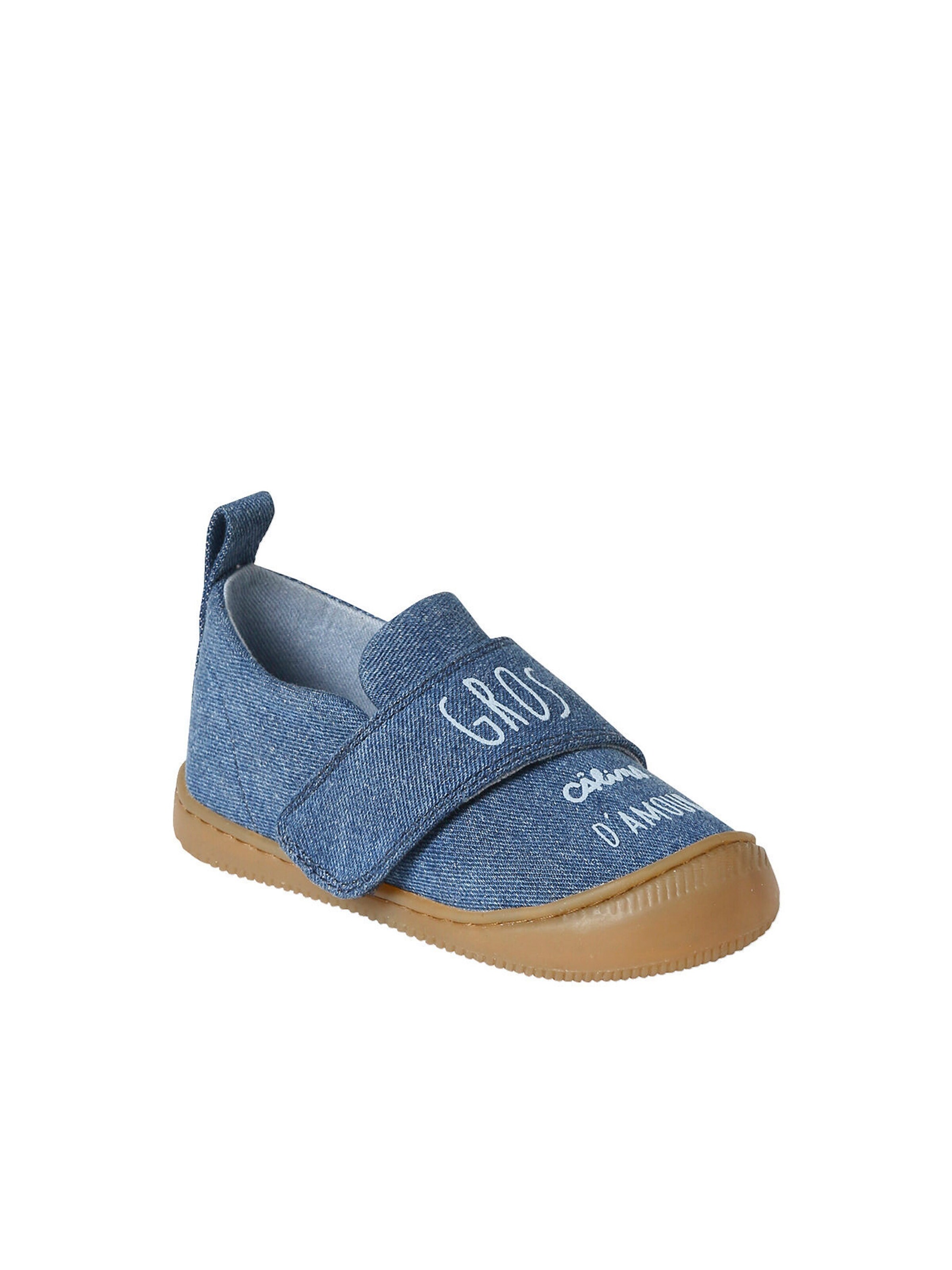 Vertbaudet Baby Stoff-Hausschuhe mit Klettverschluss jeansblau