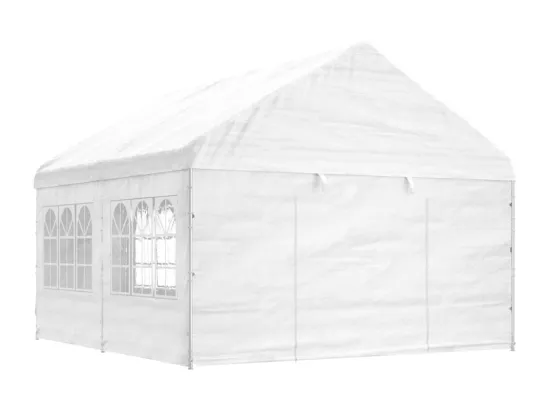 Belvédère avec toit blanc 4,46x4,08x3,22 m polyéthylène