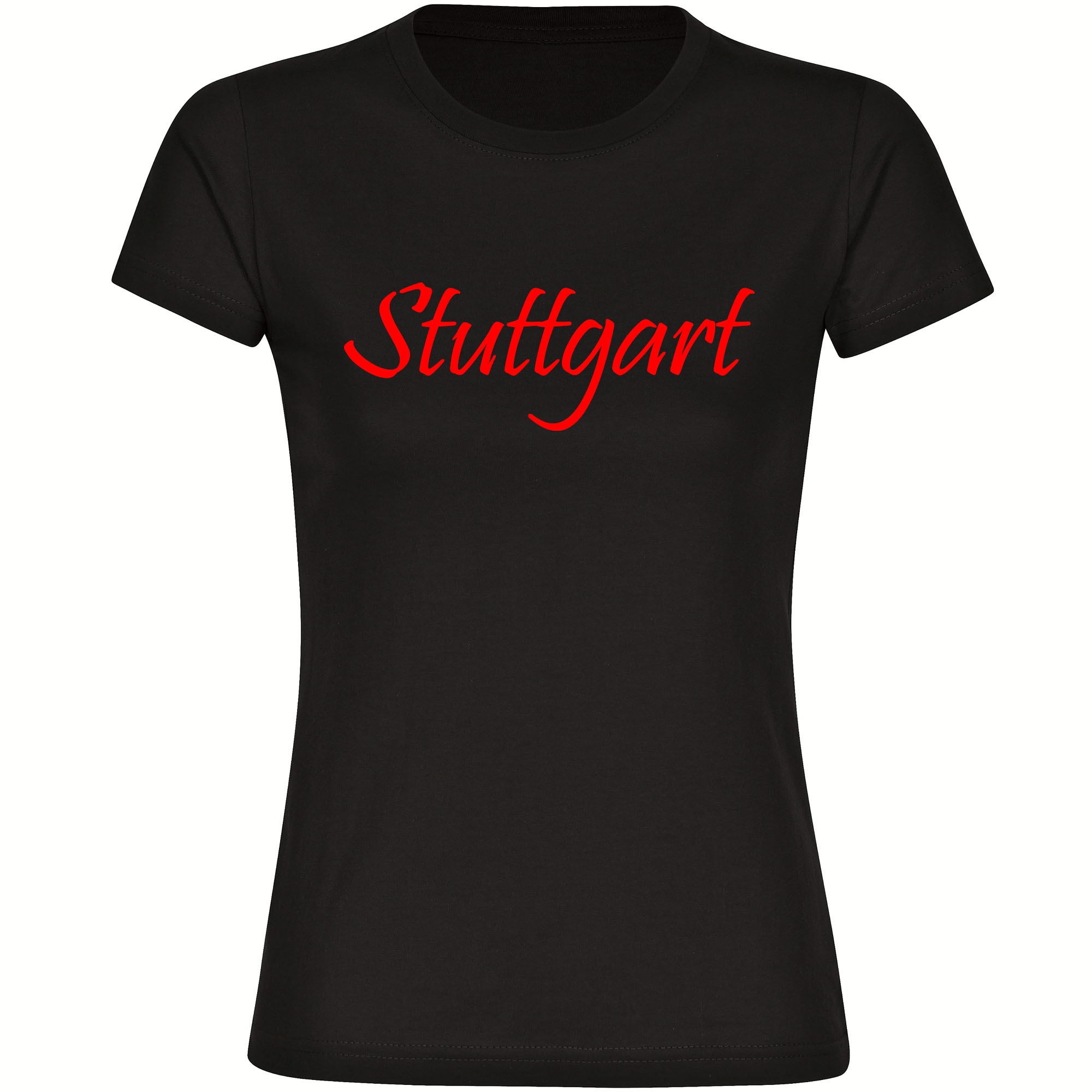 multifanshop® Damen T-Shirt - Stuttgart - Schriftzug - Druck rot