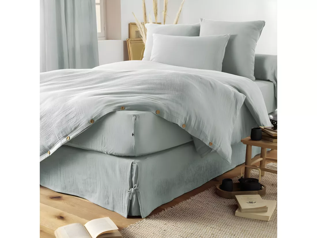 OUREA - Housse de Couette 240x220cm Gaze de Coton Eucalyptus
