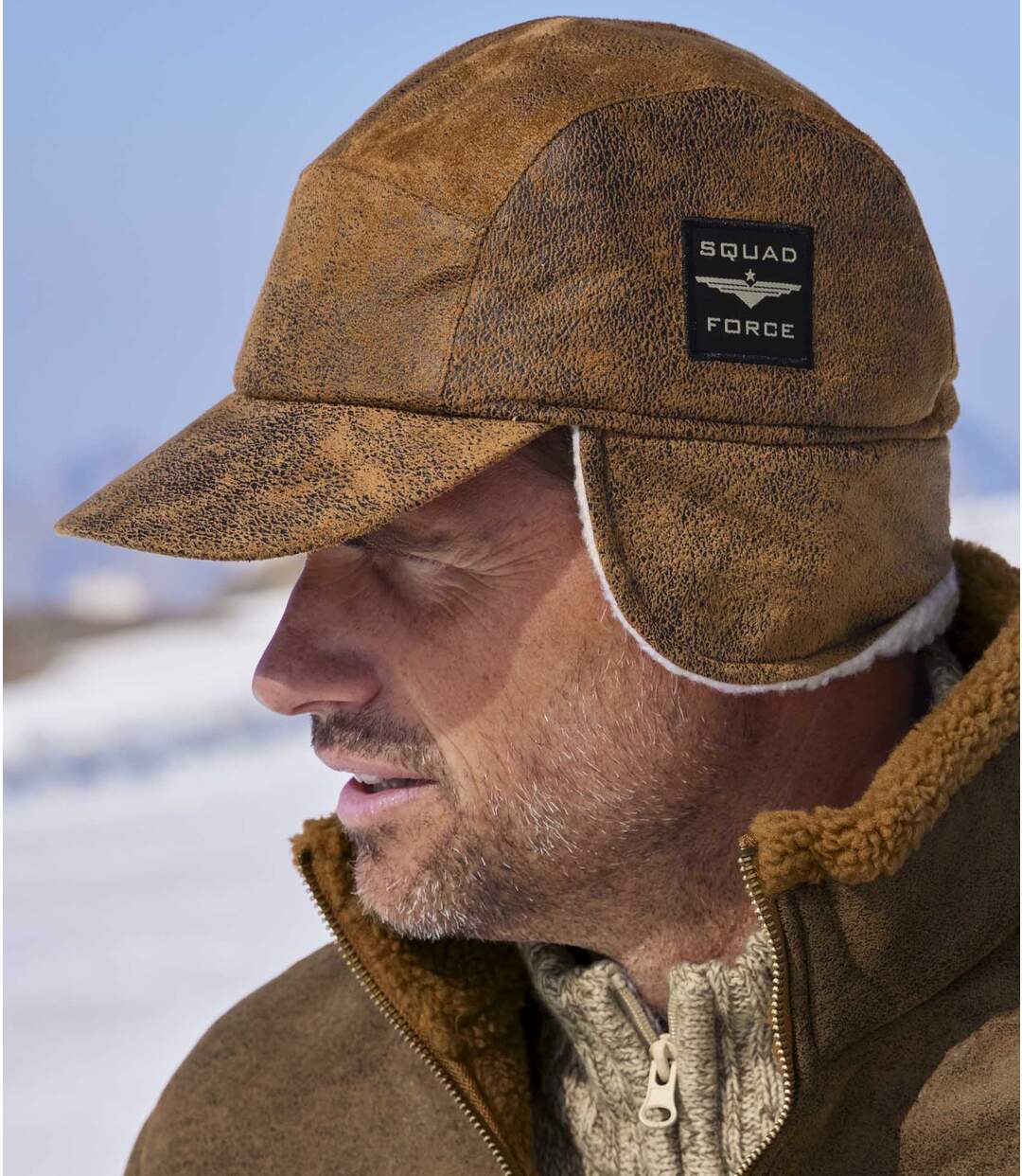 Casquette Cache-Oreilles Suédine et Sherpa