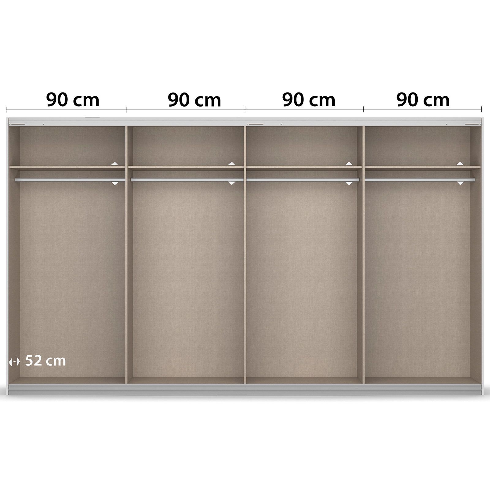 Schwebetürenschrank - Alpinweiß - 4-türig - 360 cm