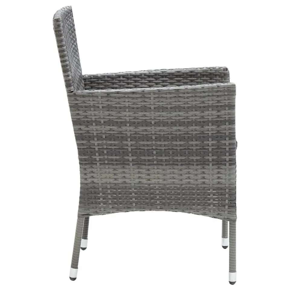 vidaXL - 5-delige Tuinset grijs - Poly rattan en glas - 80x80 cm