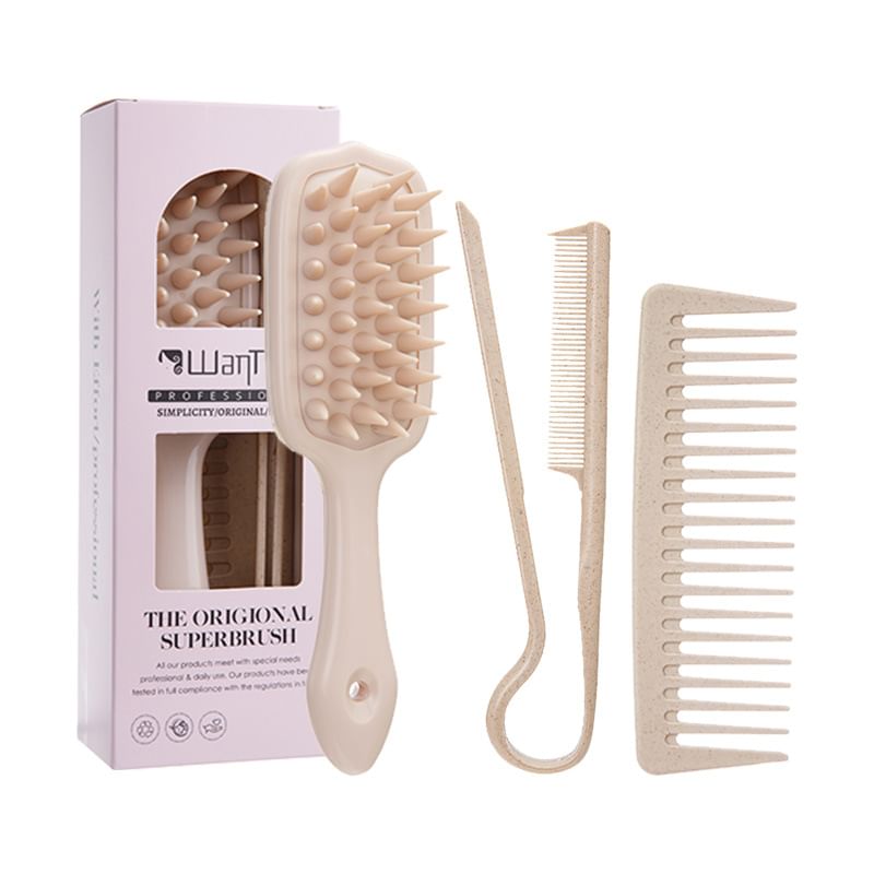 Gizmi - Set van 3: Plastic haarkam + stylinghaarkam + masserende haarborstel