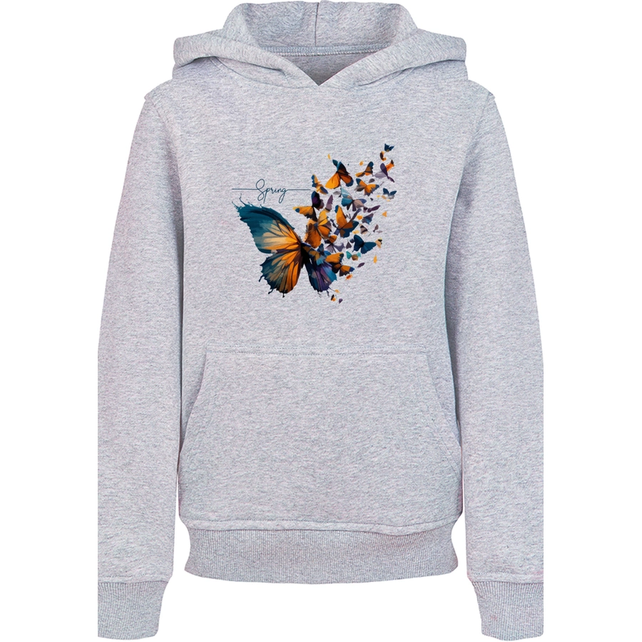 F4NT4STIC Hoodie Schmetterling Frühling heather grey