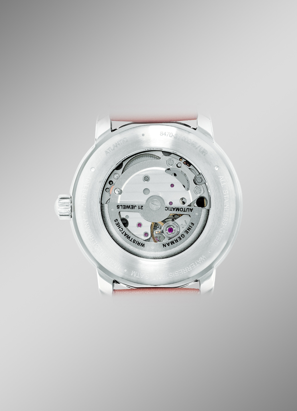 Zeppelin-Automatik-Herrenuhr mit Edelstahlgehäuse und Lederband