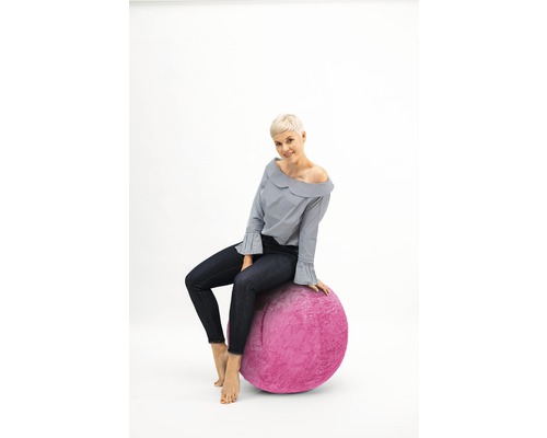 Opblaasbare oefenbal/gymnastiekbal/zitbal, fluffy roze, Ø 65 cm