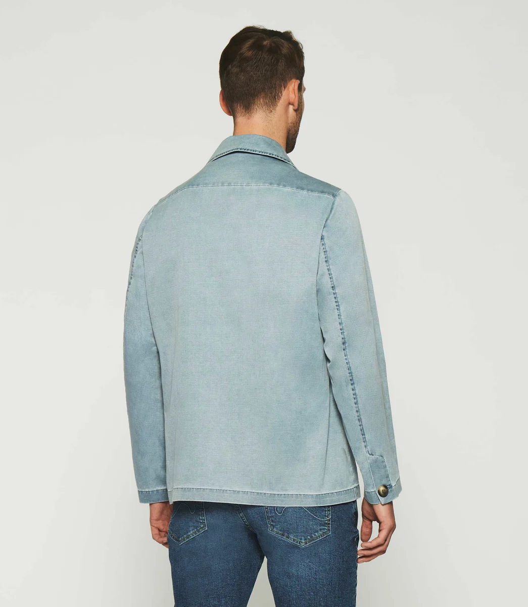 Veste en coton lin bleue AQUA