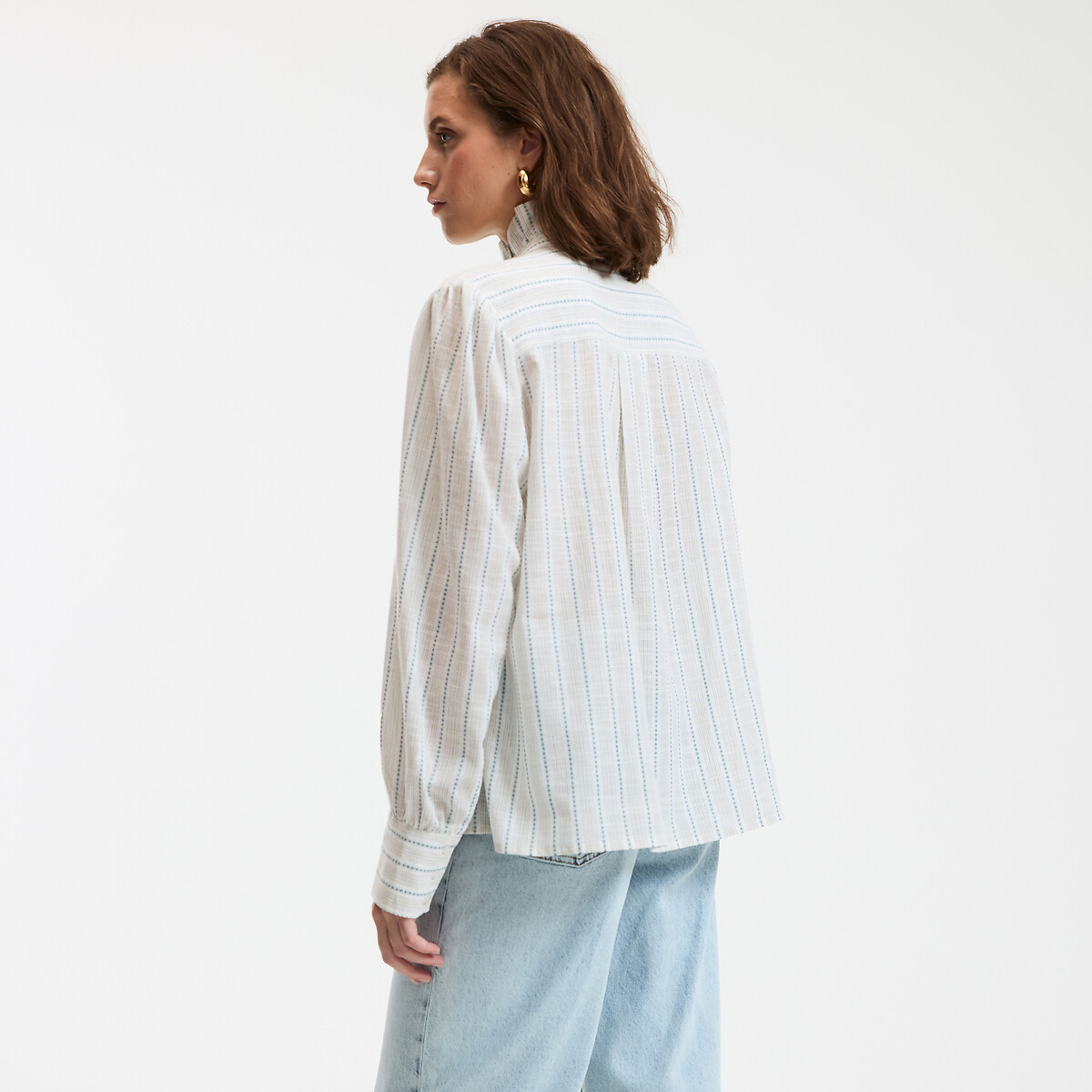 COLEÇÃO LA REDOUTE<br>Camisa listrada com gola vitoriana, assinatura CHARLENE