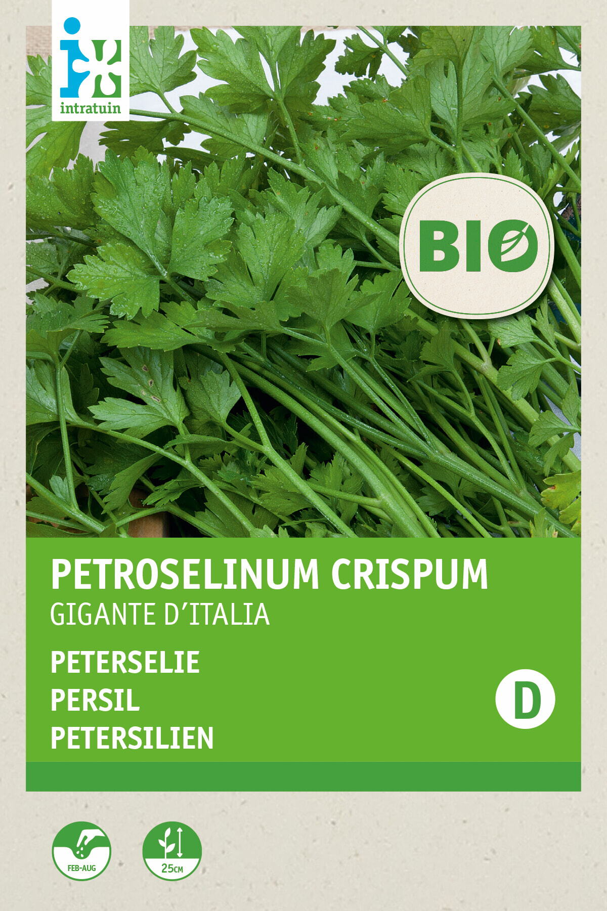 Biologische Intratuin kruidenzaad Peterselie (Petroselinum crispum 'Gigante d'Italia')