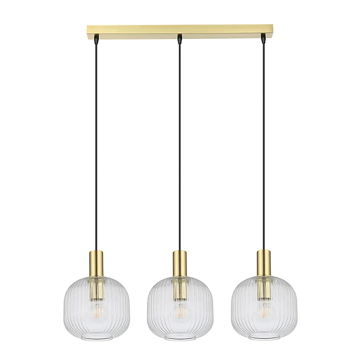 Suspension Lybia 3 lumières E27 75W ⌀74xL.20xH.110cm laiton GoodHome