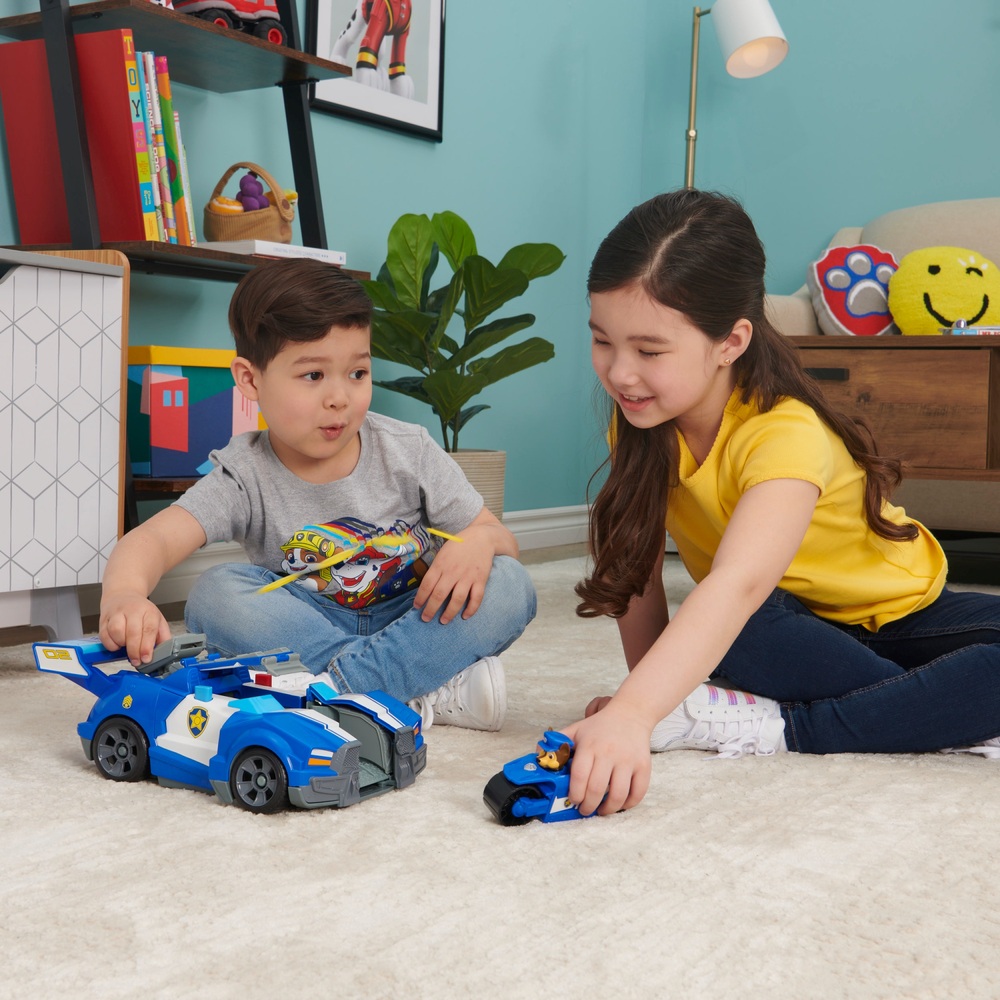 PAW Patrol Chases 2-in-1-Transformations-Spielzeugauto „Movie City Cruiser“ mit Motorrad