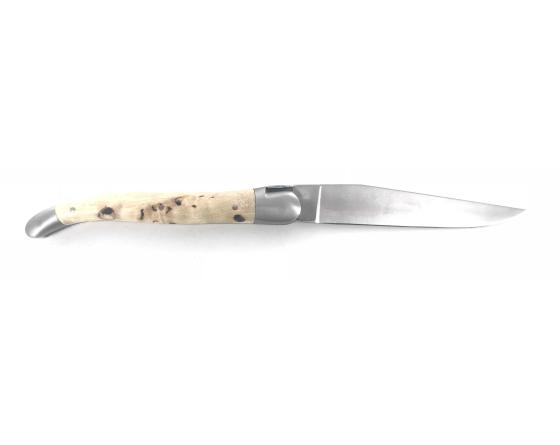 Laguiole Tradition 12 cm - 2 mitres - Bouleau Madré Couteau de Poche Forge de Laguiole