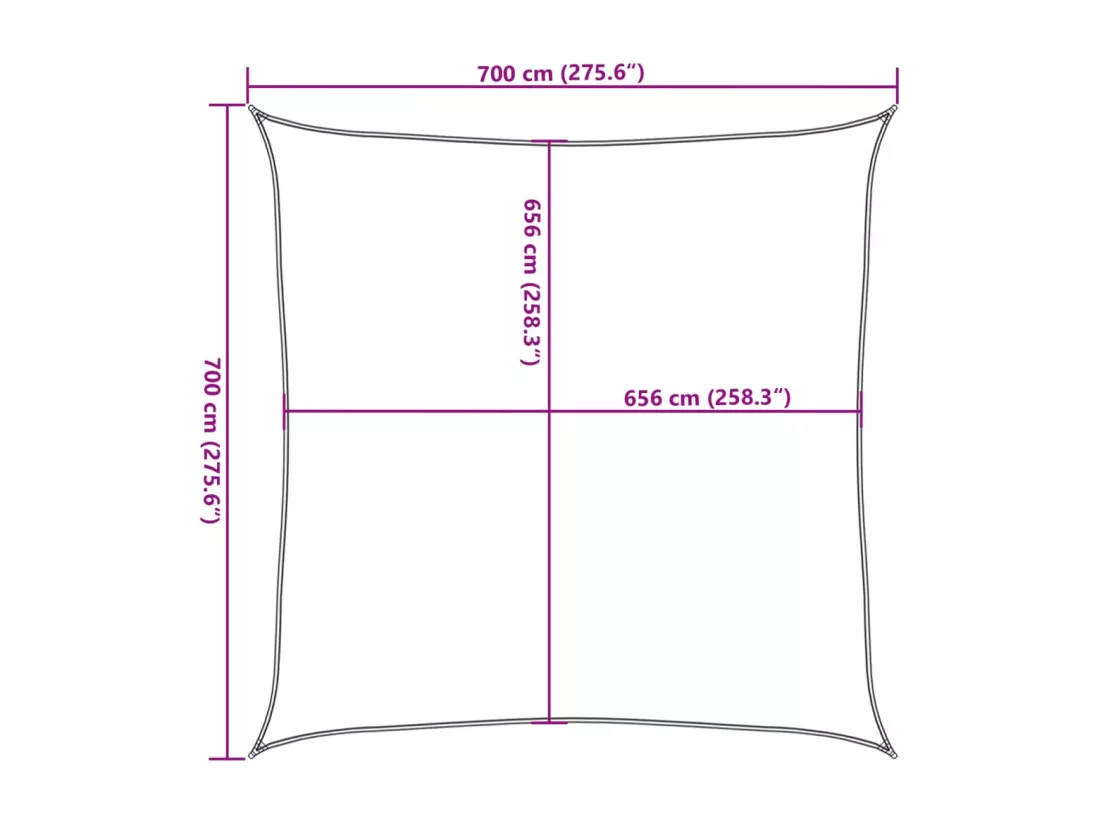 Voile d'ombrage sable 7x7 m 100 % polyester oxford