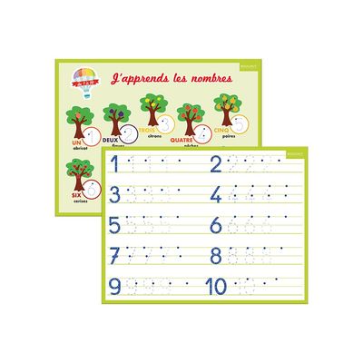Bouchut - Ardoise médium effaçable Chiffres et calculs - 32 x 42 cm