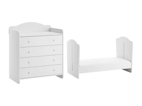 Lit évolutif 70x140 et commode à langer Megeve Blanc