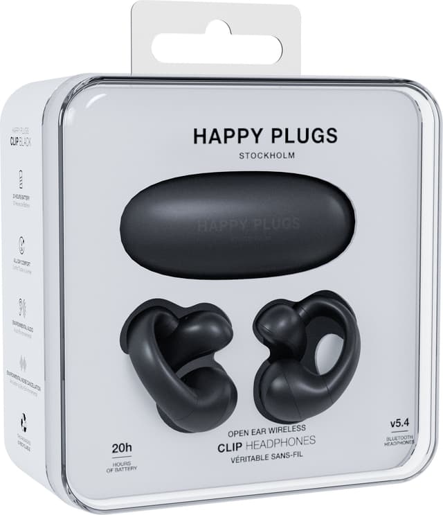 Happy Plugs OWS Clip true wireless open-ear høretelefoner (sort)