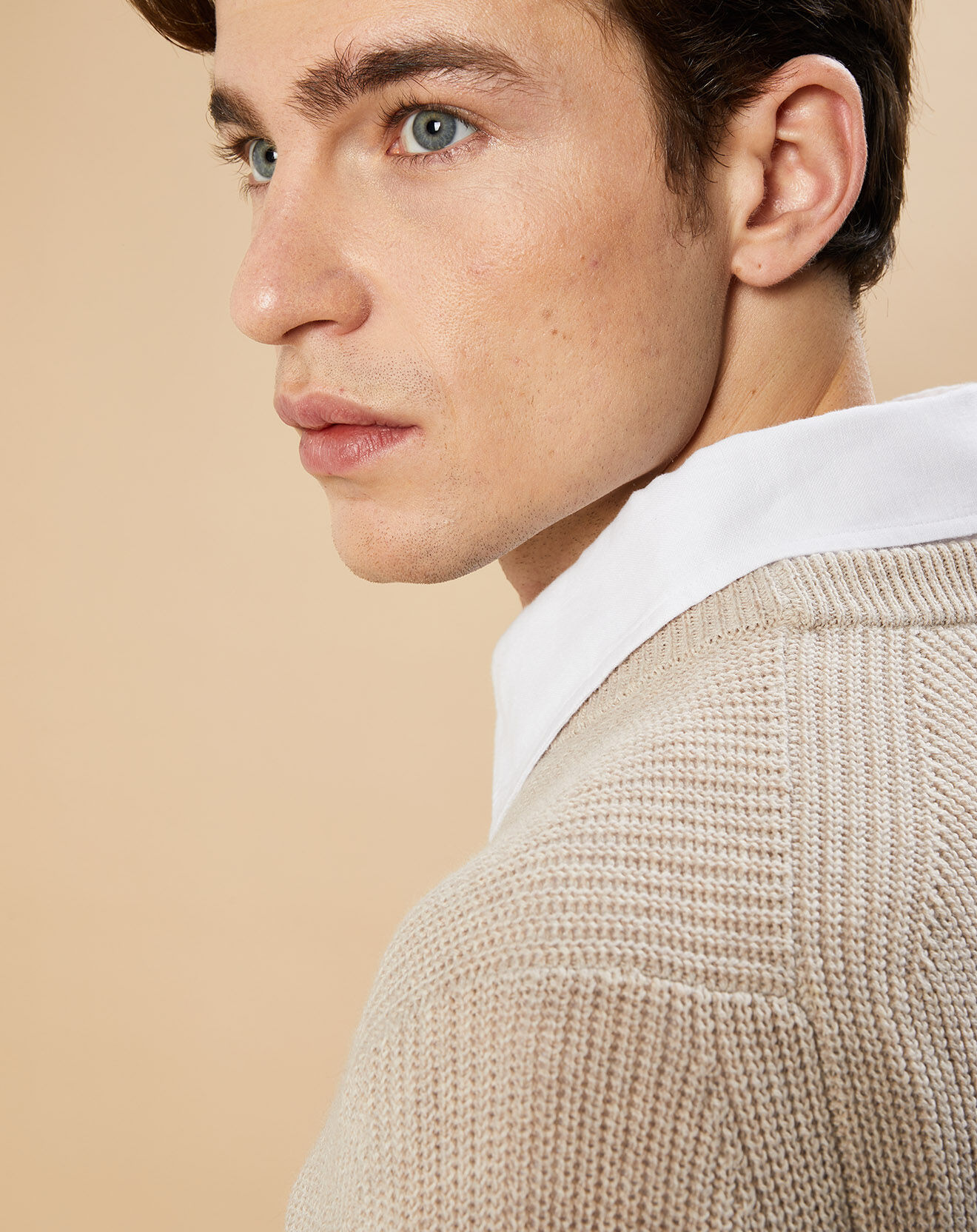 Hartford Pull en Coton & Cachemire Rib Crew natural