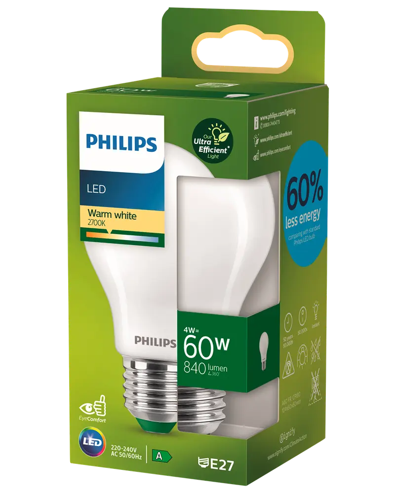 PHILIPS LED-pære filament 4W E27 A60