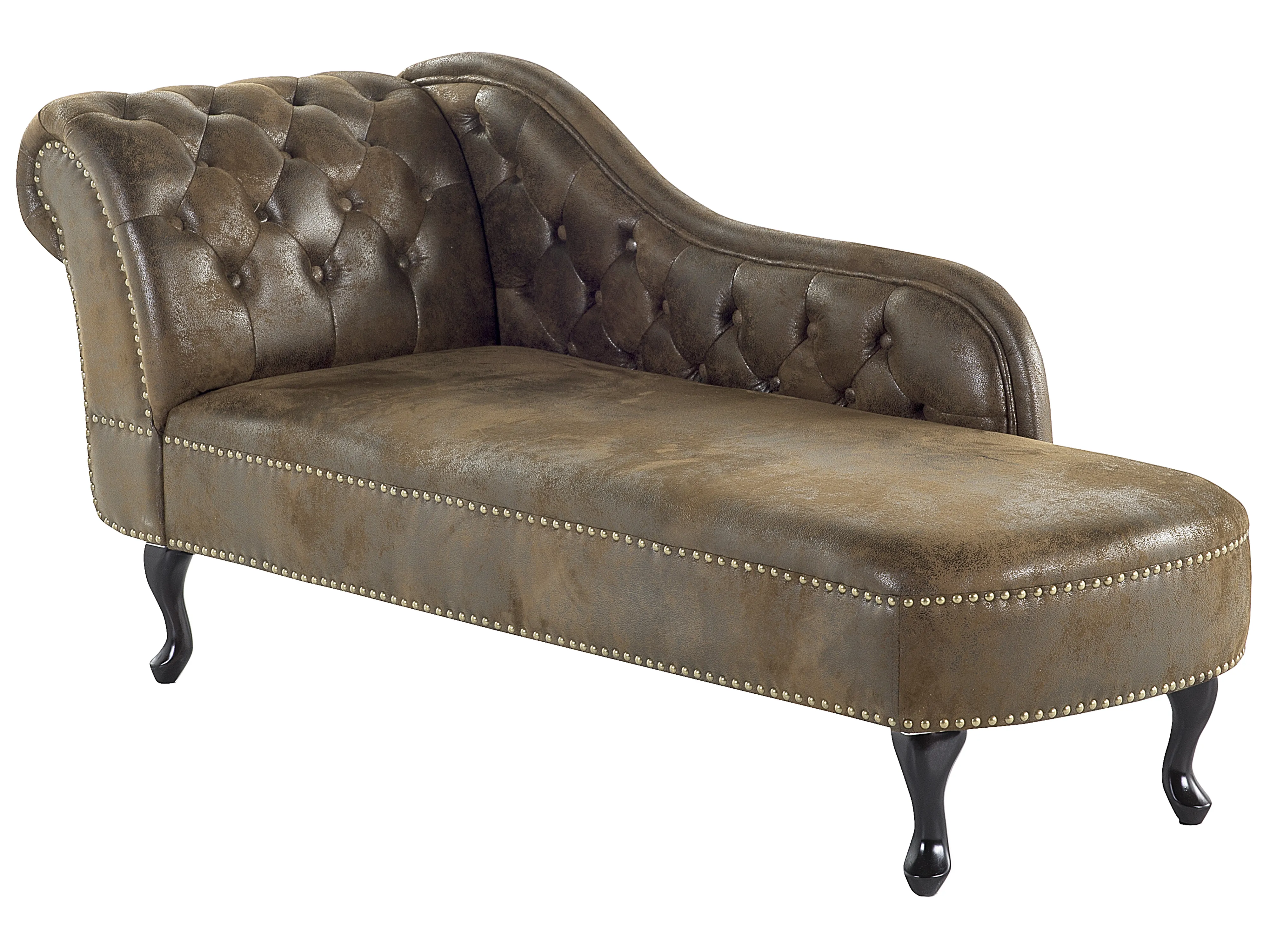 Linkszijdige chaise longue NIMES Kunstsuède Donkerbruin