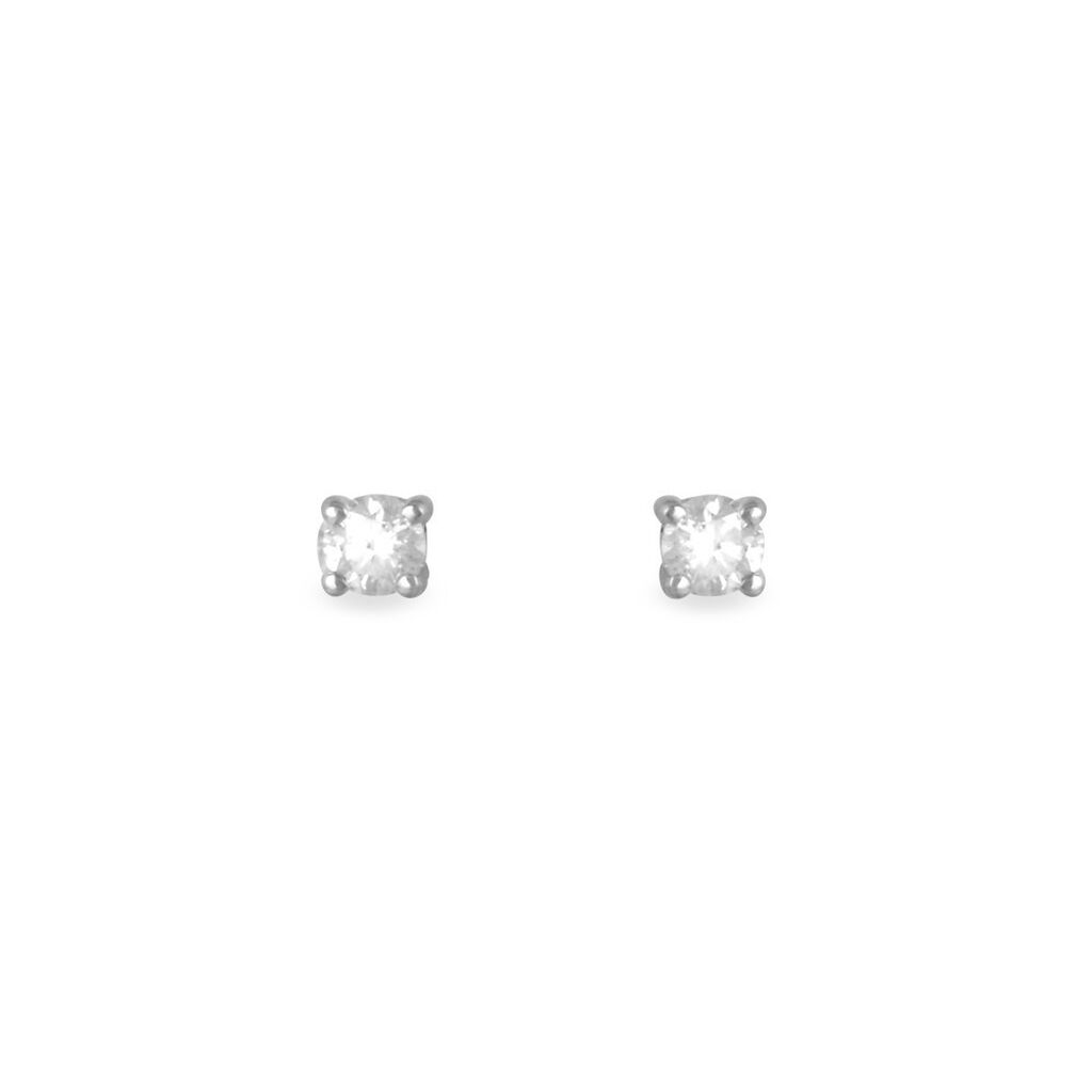 Boucles D'oreilles Puces Collection Victoria Or Blanc Diamant