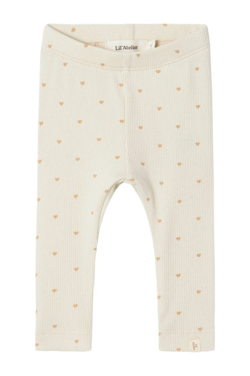 LIL' ATELIER baby regular fit broek NBFGAGO met hartjes ecru/roze