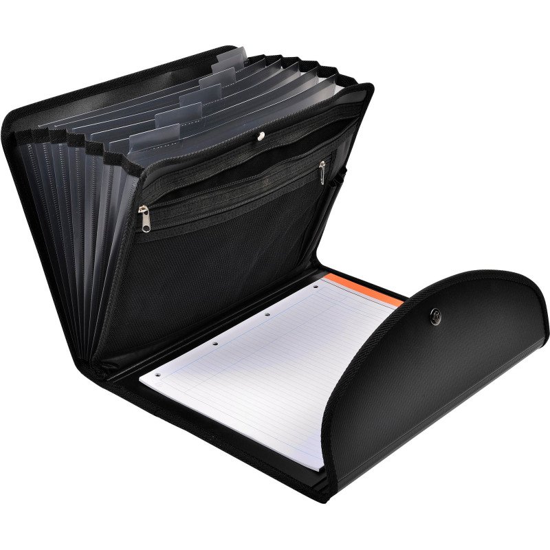 Trieur valisette plastique Exacompta Exafolio avec porte-bloc 6 onglets noir