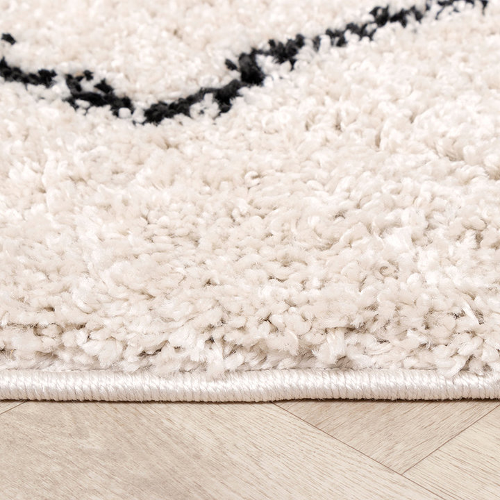 Hoogpolig vloerkleed - Sensa Pair Creme/Zwart | Extra vol!
