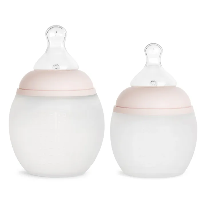 Elhée Biberon en silicone médical et tétine physiologique | Rose poudré