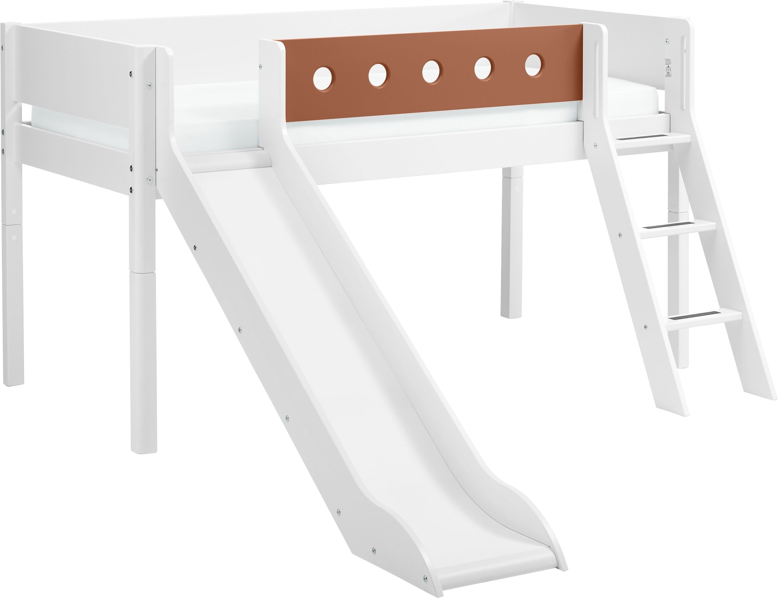 Flexa WHITE Halbhochbett - Rost / B: 109.0 cm x T: 210.0 cm x H: 120.0 cm