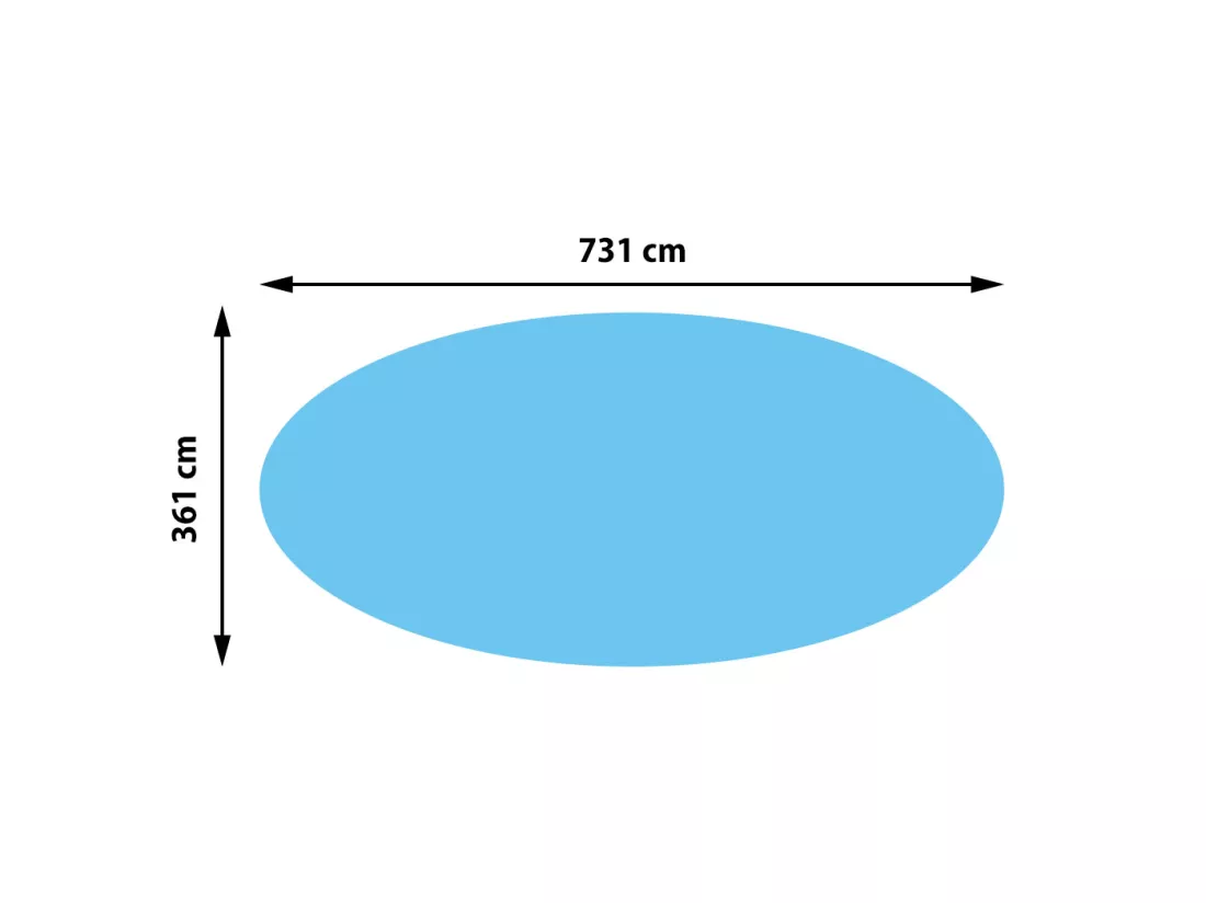 Couverture de piscine 400 µm, ovale, 7,31x3,61 m